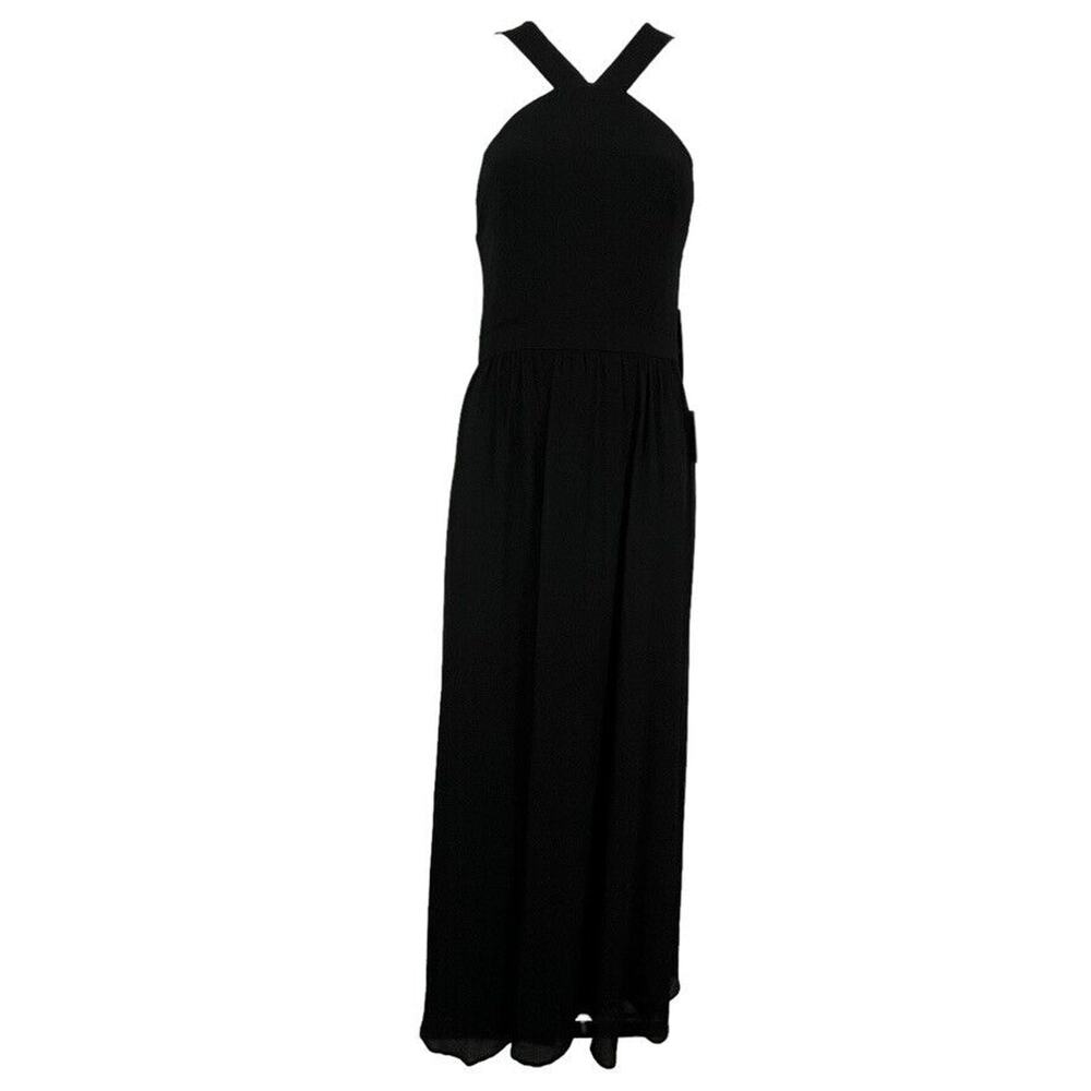Lulus D15376 Air of Romance Black Womens Halter Whimsigoth Witchy Long Dress XS